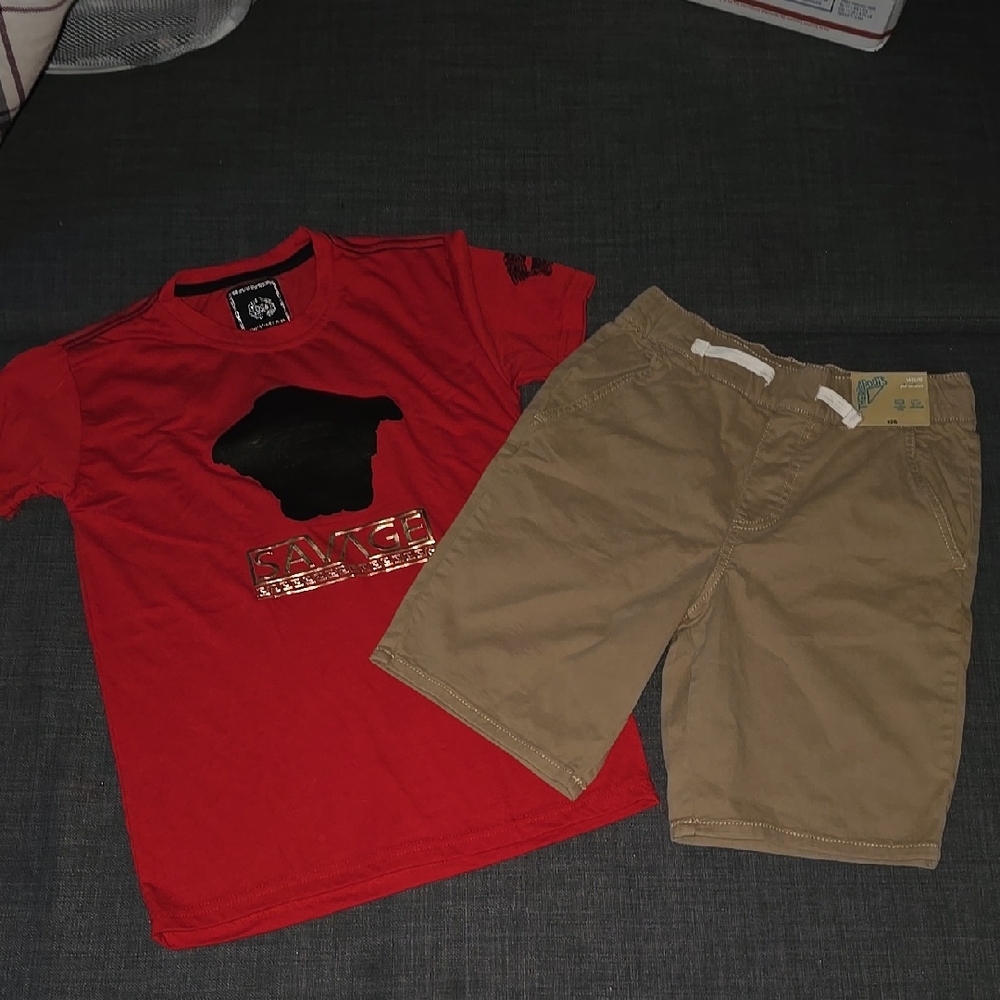 Ranger Red T-Shirt and Tan Shorts Set
